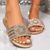Распродажа модной женской обуви 2024 года, современные женские тапочки, горячая распродажа, повседневные тапочки для женщин, круглый носок, низкий каблук, кристаллы, большие размеры, женская обувь