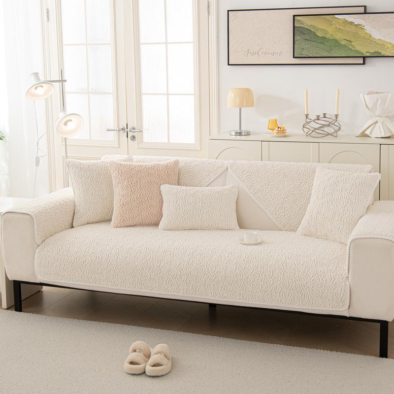 Embossed Velvet Sofa Cushion Plush Thickened Non-Slip Simple Modern Leather Sofa Cover Cover Cloth Winter