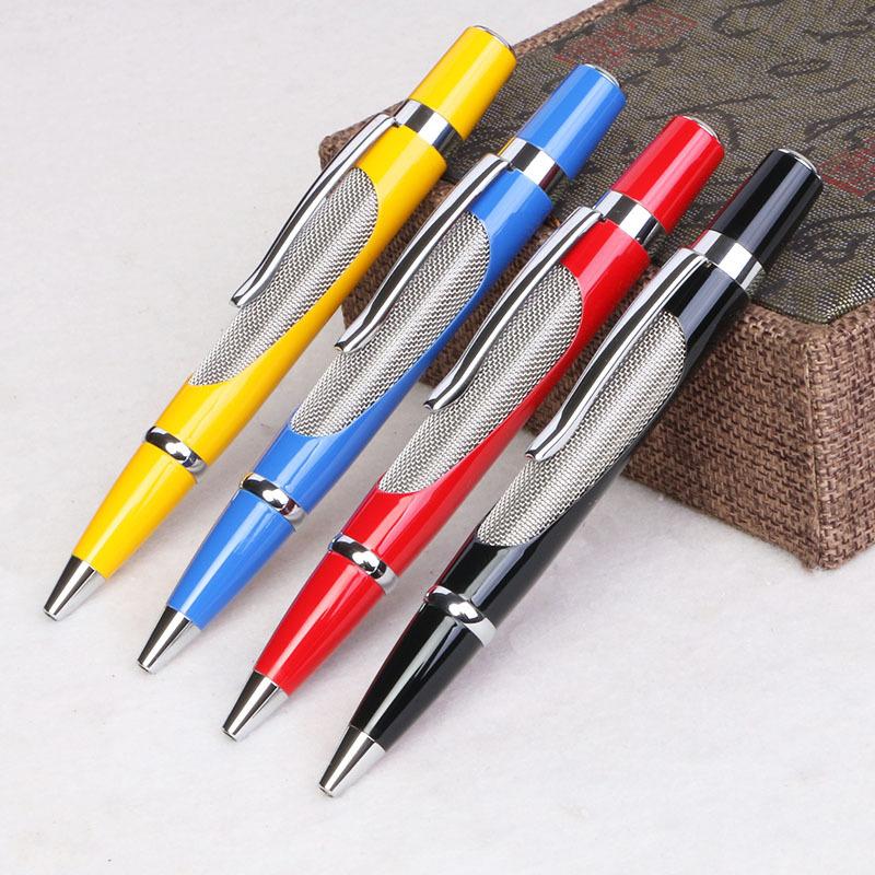 Chinese Enterprises Supply Metal Hollow Steel Brushed Ballpoint Pens Creative Personalized Business Gifts Advertising Pens Rotating Neutral Pens