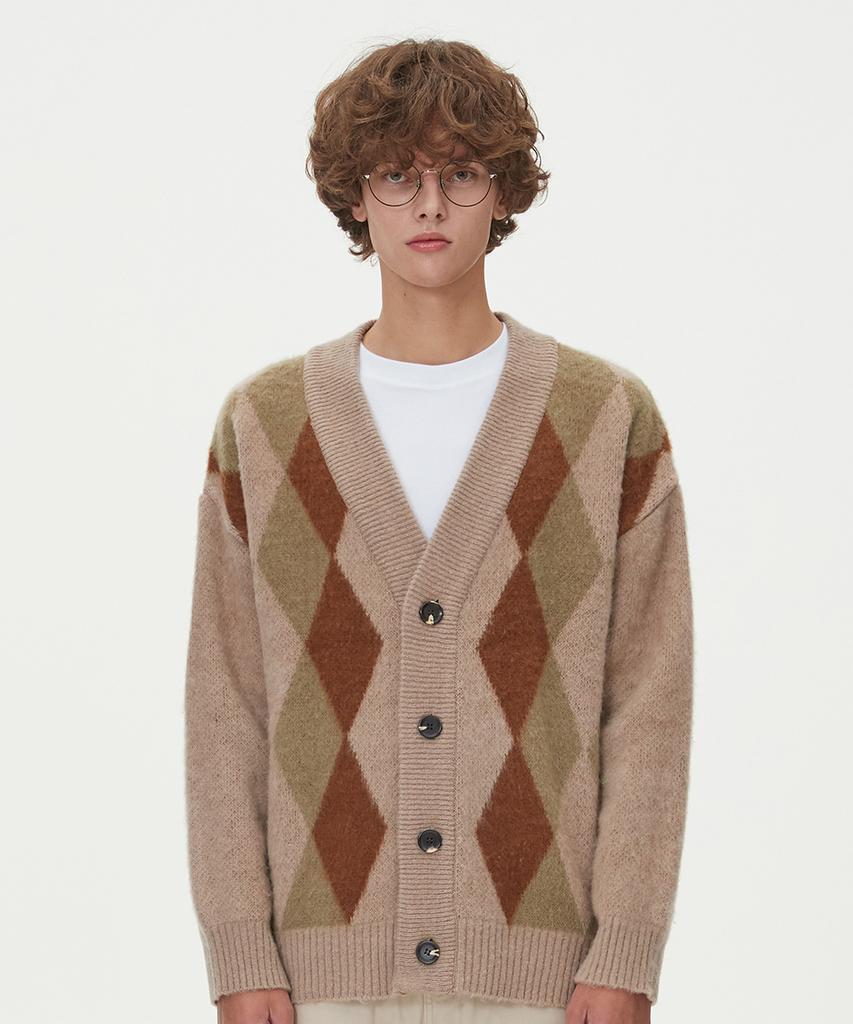 Кардиган Blond9 с фактурой argyle, цвет бежевый