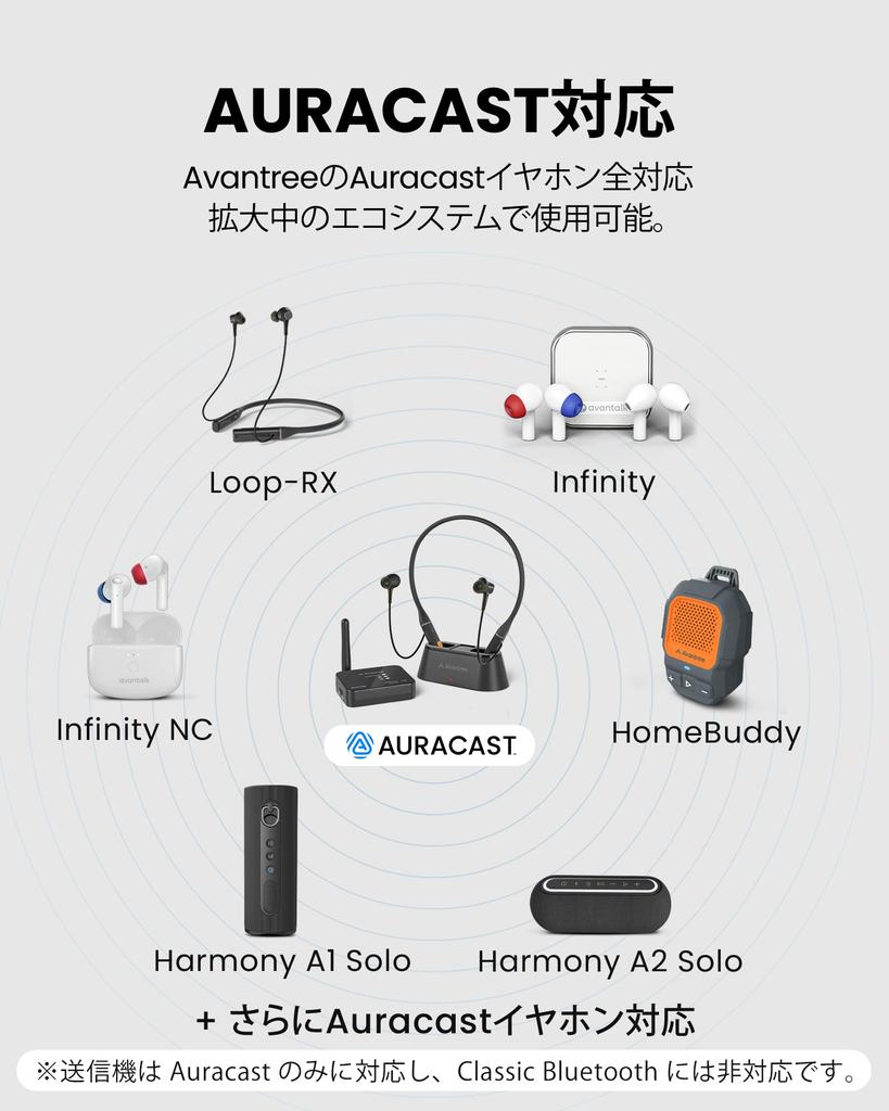 Avantree Aura Loop Wireless Earphones for Auracast Latest Bluetooth with Auracast Transmitter and Charging Neckband Clear 3 EQ Auracast Voice
