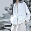 Spring Autumn Woman's Cotton Linen Vintage Disc Buckle Suit Coat Solid Color Retro Loose Long Sleeves Coat