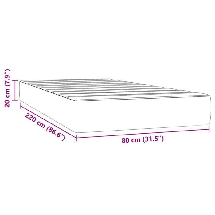 VidaXL Matelas de lit à ressorts ensachés 80x220 cm epaisseur 20 cm velours,matelas,matelas de lit,matelas à sommier tapissier,meubl