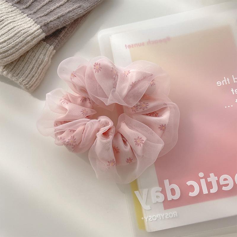 Двухслойные резинки из шелковой органзы, милая цветочная повязка для волос для девочек, резинка для хвоста, резинки, заколки для волос, аксессуары для волос