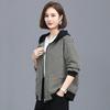 Autumn Women Momma Grid Tops Femme Jacket Coat Thin Fleece Windbreaker Short Coat Korean Loose Large Size