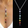 7 Chakra Reiki Beads Gemstone Charms Pendant Yoga Balancing Necklace Colorful Bead Necklace