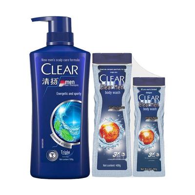 Набор: Энергизирующий шампунь и гель для душа для мужчин Clear Sport