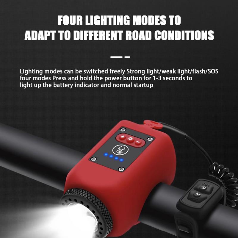 120 DB Horn For Bike 120 DB Waterproof Bike Lights For Night Riding USB Rechargeable 180 Degree Viewing Angle Flashlight