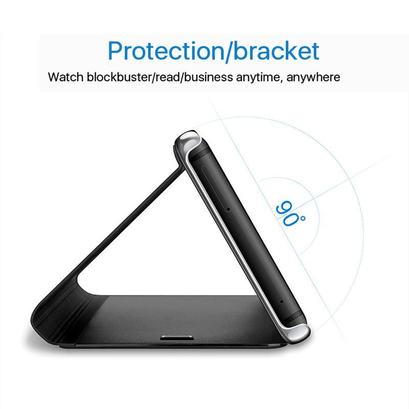 Умный зеркальный чехол для телефона с защитой от падения, магнитный флип из искусственной кожи для Samsung Huawei Honor Xiaomi Redmi iPhone OnePlus