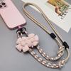 Crossbody & Wrist & Neck Three-purpose mobile phone lanyard adjustable long ins women's back rope flower braided rope