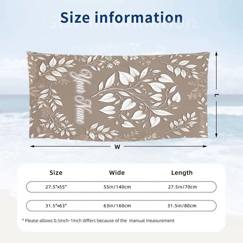Floral Garden Theme Beach Towel Personalized Custom Name & Text Soft Quick Dry Beach Towel for Swimming Travel