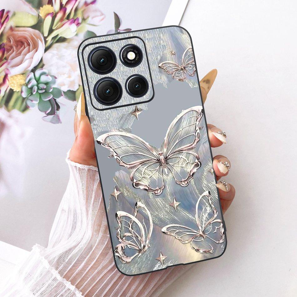 For Motorola Moto G86 Power Cute Flower Butterfly Cat Painted Case For Moto G86 G86Power Black Silicone Soft Phone Cases