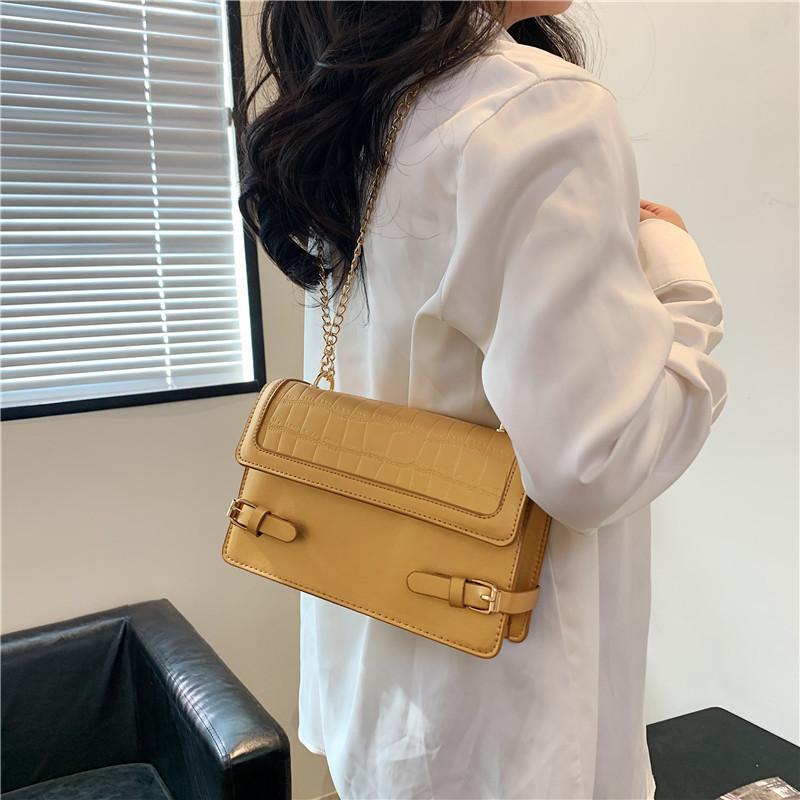 Stylish Medium-sized Pu Leather Square Bag Elegant Daily Commuter Shoulder Bag