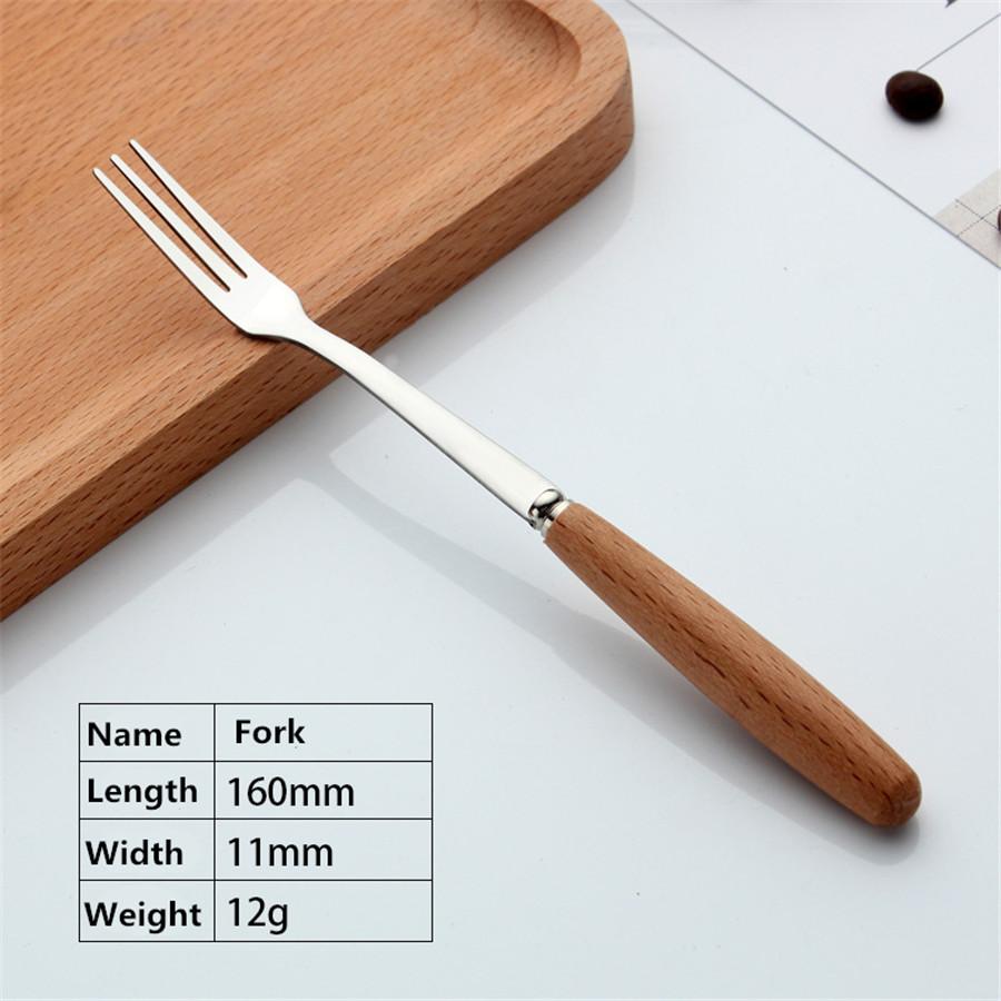Ручка из бука из нержавеющей стали Столовая посуда в стиле вестерн Стейк Десерт Кофе Кулинария Нож Вилка Ложка Столовая Творческий