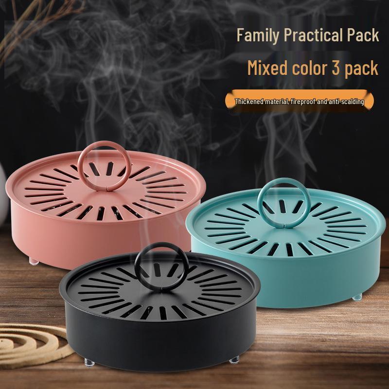 Огнеупорная кованая железная подставка для москитных спиралей с крышкой - Креативная пепельница из углеродистой стали