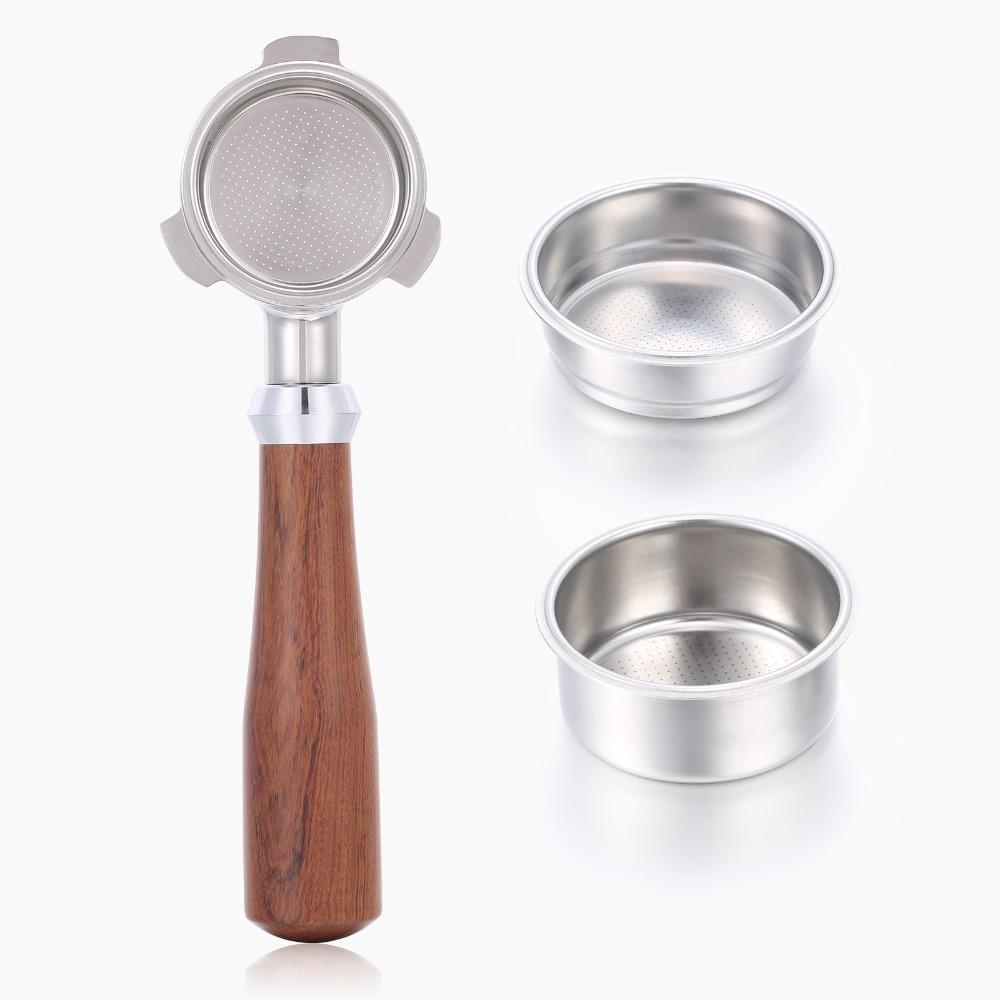 With 2 Filter Baskets Bottomless Filter Holder 3-Ear Design Espresso Filter Holder For DeLonghi