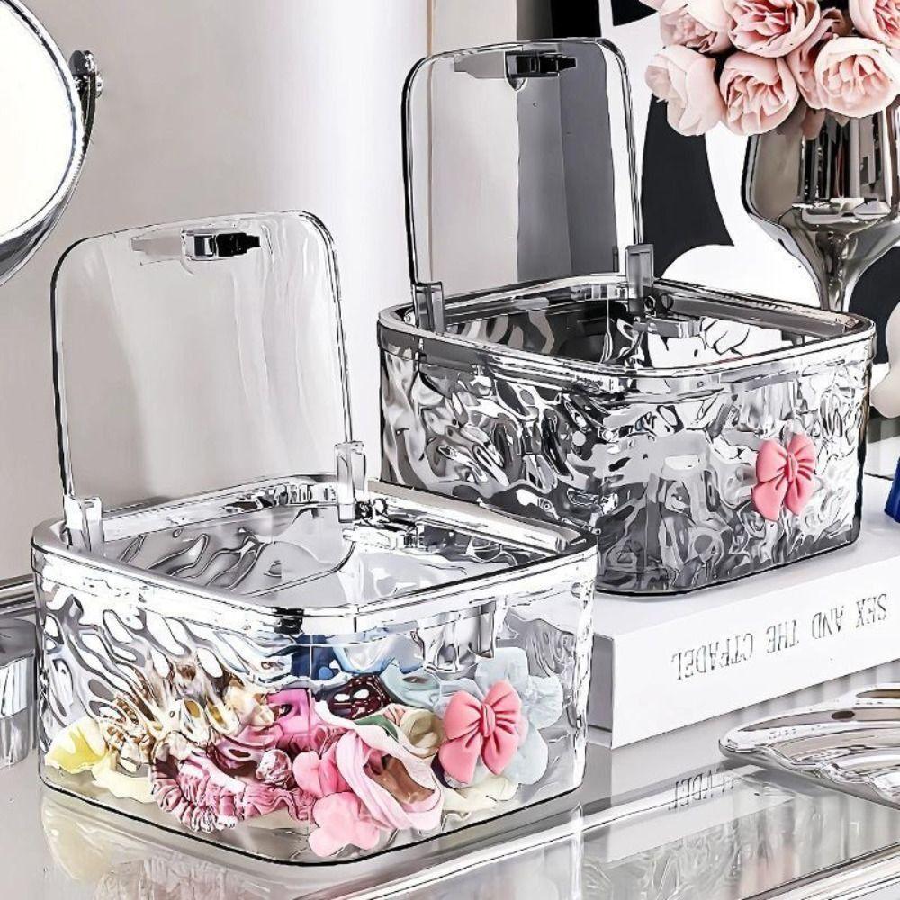 Push-type Jewelry Box Large Capacity Desktop Trash Can for Headband Bows Cotton Swab Organization