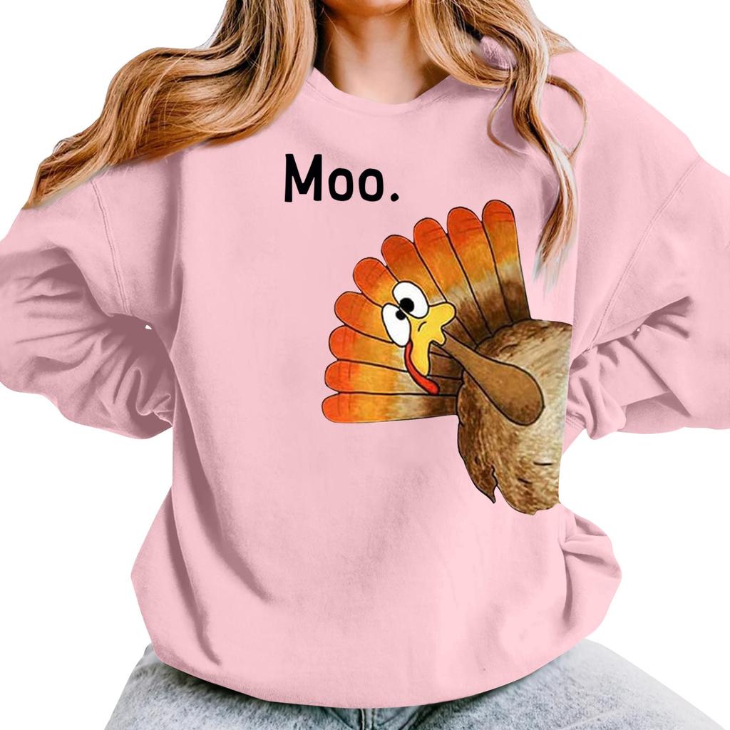 Женская повседневная мода День благодарения с принтом длинный рукав O-образный вырез пуловер толстовки