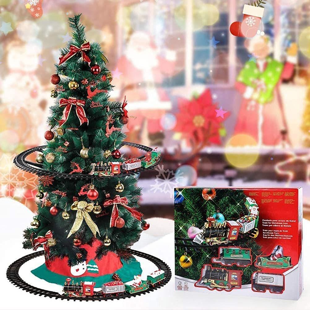 Foreign Trade Electric Christmas Train Electric Lights Music Can Be Hung Christmas Rail Car Christmas Decoration Gift Toys