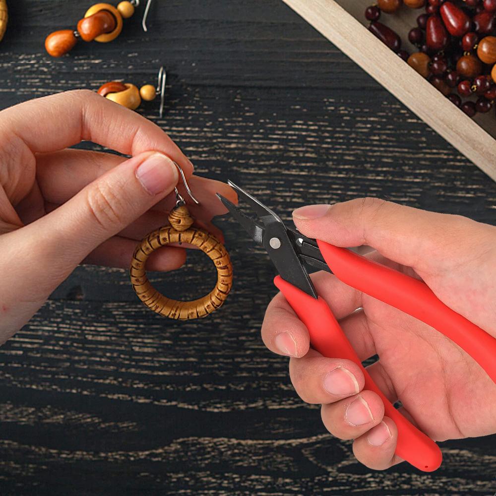 Плоскогубцы из углеродистой стали для самостоятельного изготовления колец, красные плоскогубцы с игольчатыми носами, щипцы для обжима или инструмент для изготовления ювелирных изделий