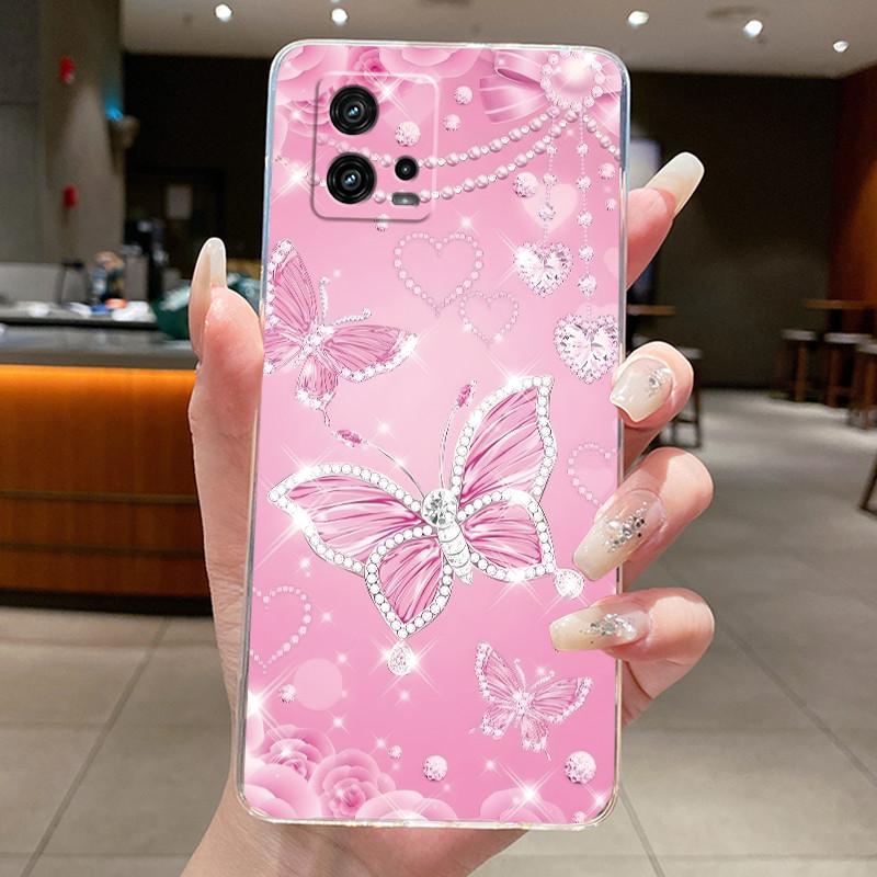 For Cover Motorola Moto G72 Case G 72 Flower design Clear Soft Silicone Back Funda Bumper For Moto G72 MotoG72 Phone Cases Coque