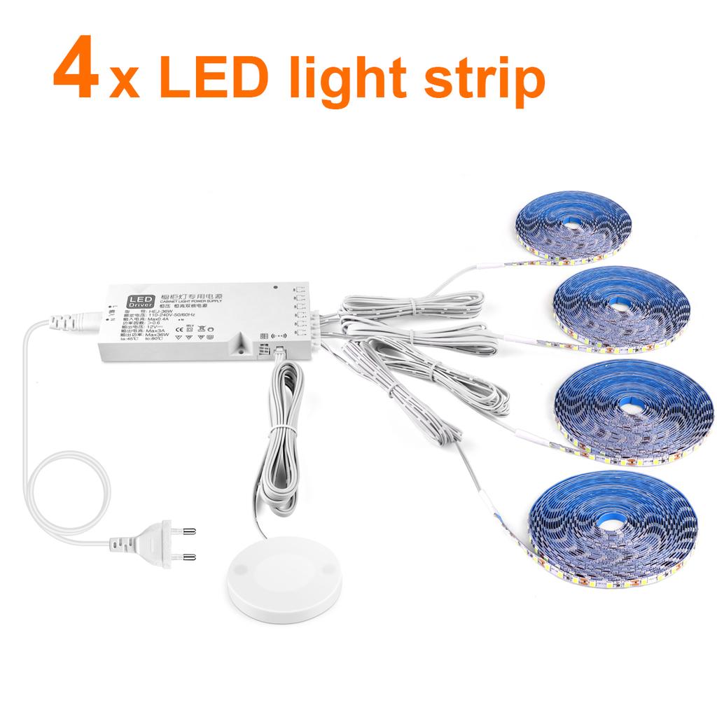 LED Under Cabinet Strip Light Set 1-10PCS With Dimmable Hand Scan &Touch Motion Sensor Switch SMD2835 For Kitchen Display Closet
