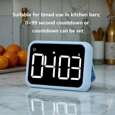 1 шт. Цифровой кухонный таймер, Светодиодный электронный таймер обратного отсчета с регулировкой, Пластиковый, Работает от батареек 3 AAA (в комплект не входят), Четкий дисплей для приготовления пищи и обучения