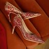 Festive Red Chinese Wedding Shoes Pointed Stiletto Heel Fashion High Heels Women's Embroidered High Quality Women's Shoes