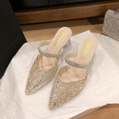 Мода Новые сандалии Baotou Женские летние туфли с острыми каблуками Свадебные туфли Сандалии Сандалии