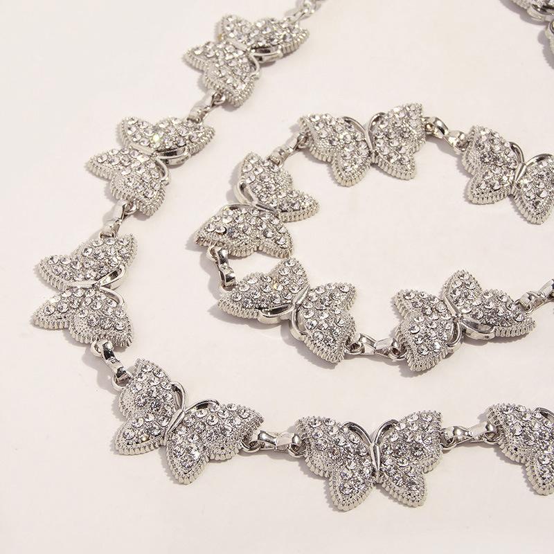 New Metal Sweet Woman Waist Chain Spring Skirt Versatile Heavy Industry Young Elegant Rhinestone Butterfly Waist Chain