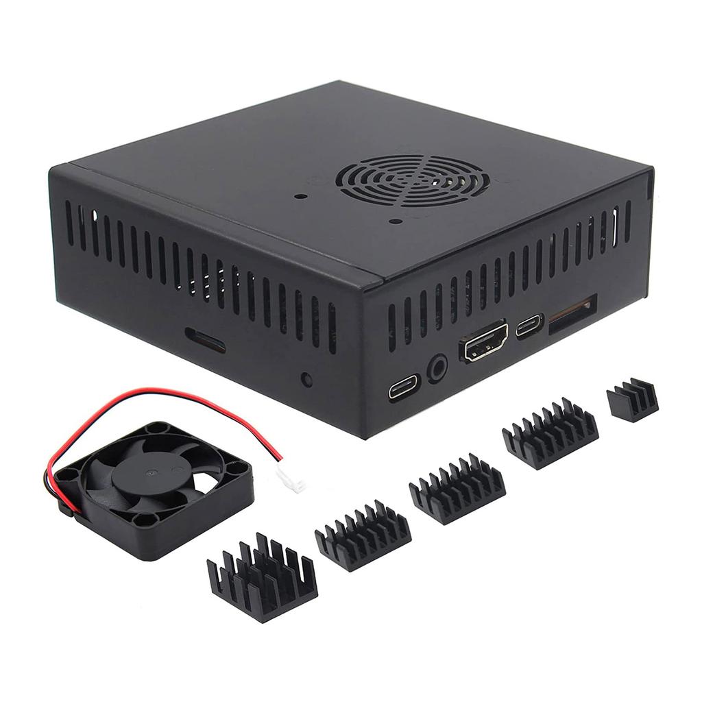 N506 Metal Case- Box for Orange Pi 5 Cooler Radiator- Box Support M2 NVMe SSD 2280 with 5V Cooling Fan 5 Heatsinks