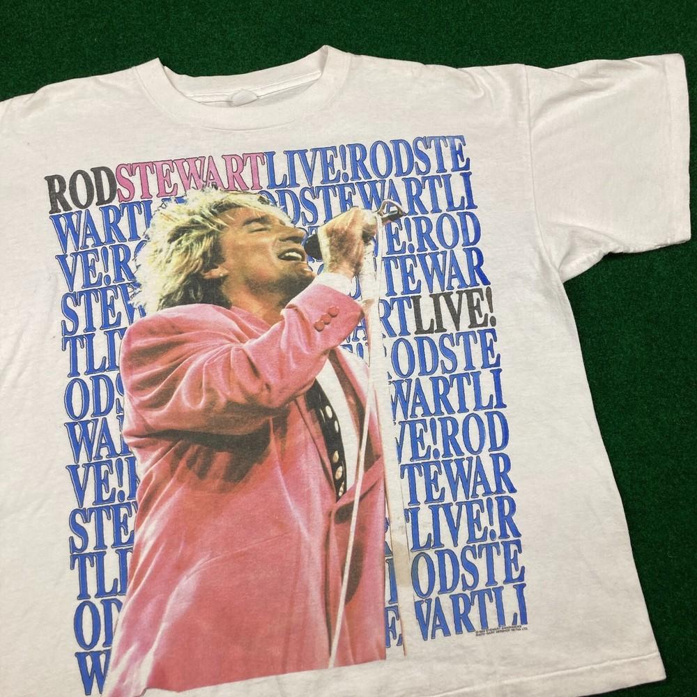 Vintage Rod Stewart Shirt Mens Women White 1989 IL724 Unisex T-Shirt