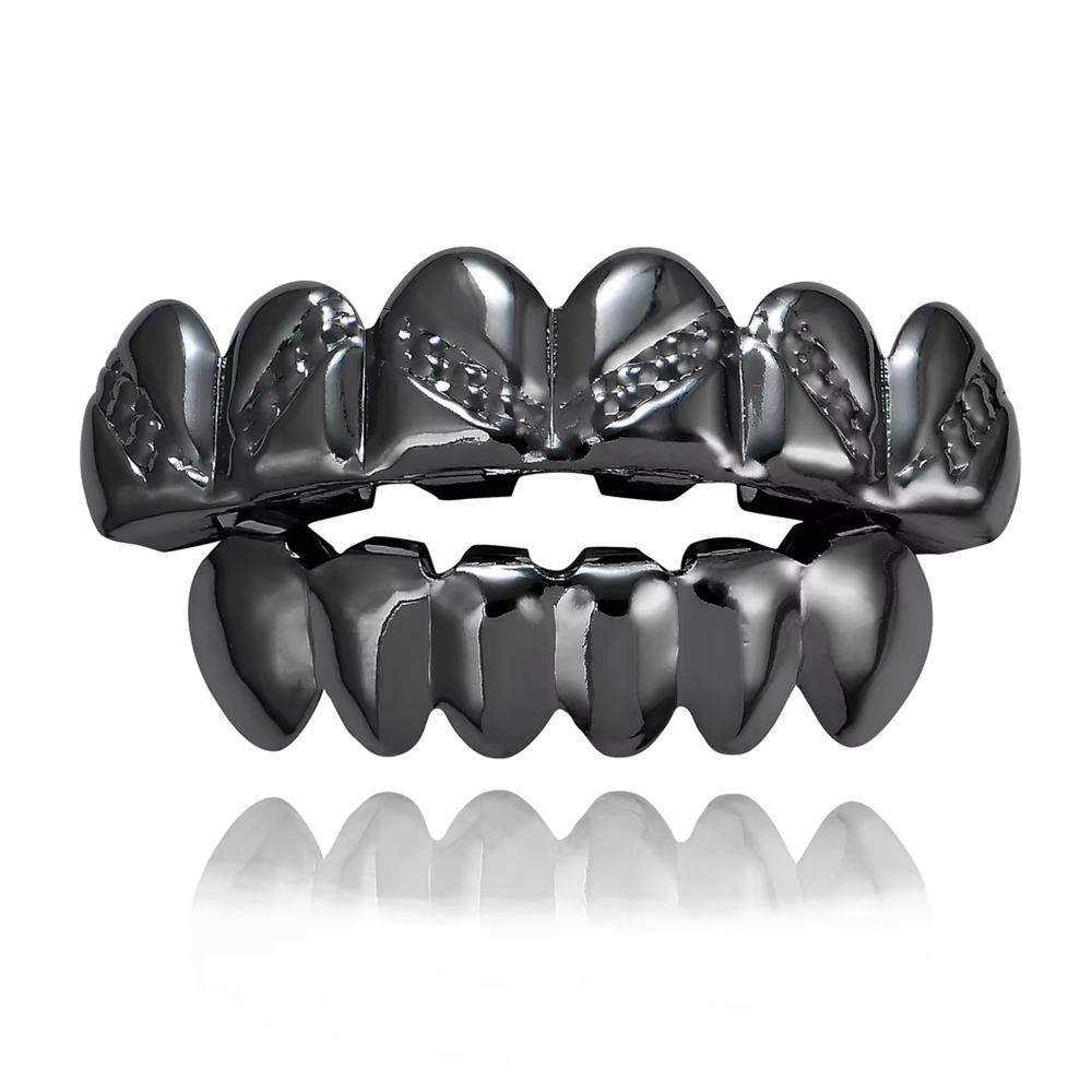 Halloween Costume Party Teeth Grillz 18K Real Gold Plated Smooth Slanted Grillz Hip Hop Dental Jewelry for Men Women