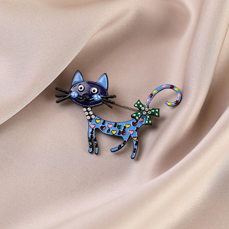 Colorful Oil-dripping Cat High-end Brooch, Elegant and Light Luxury Cartoon Animal Brooch for Women