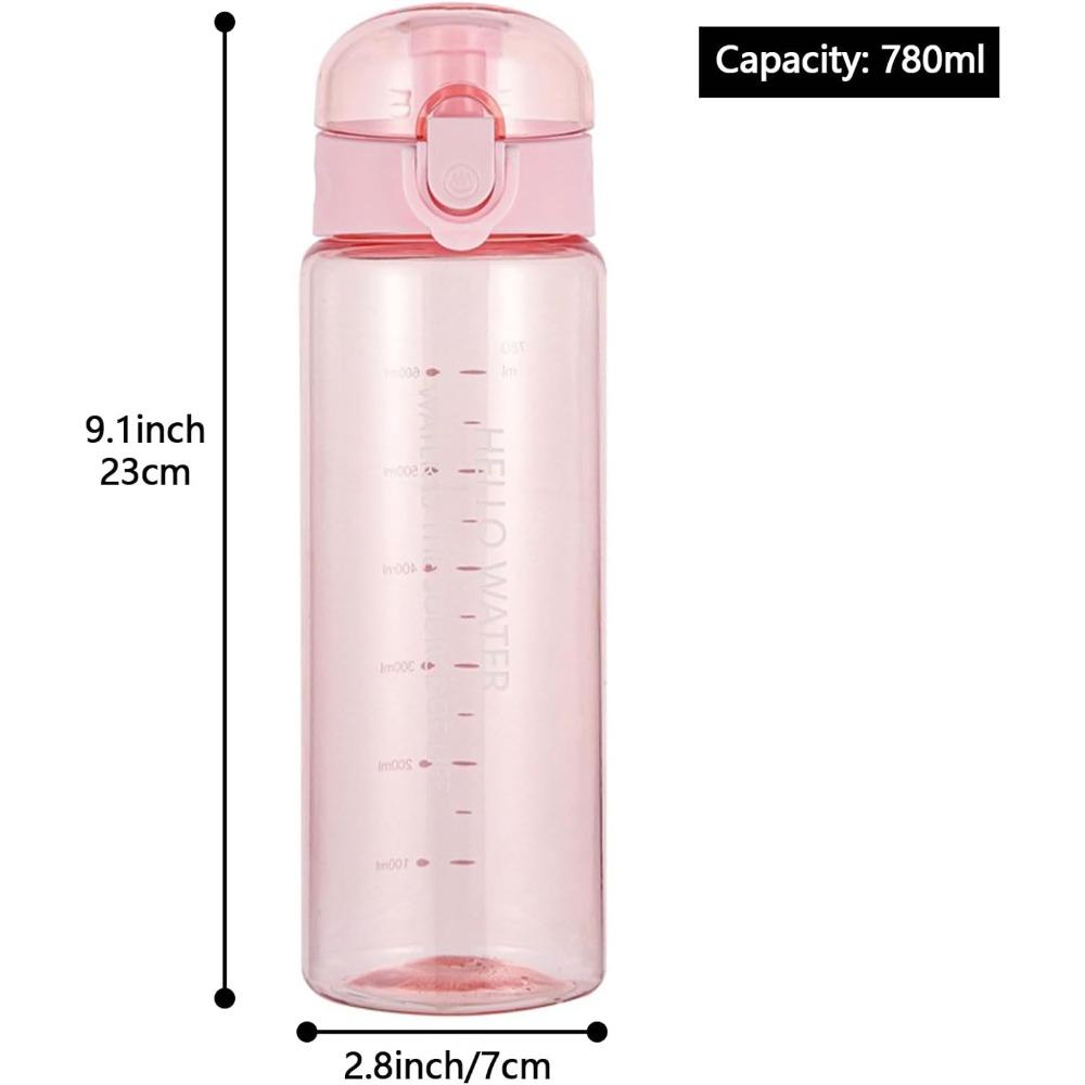 Прозрачная бутылка для воды со шкалой, спортивная герметичная пластиковая бутылка для воды, не содержащая BPA, многоразовая, подходит для путешествий, спортзала