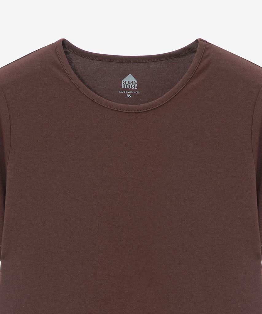 BASIC HOUSE Women'S Modal Crew Neck Regular Fit Short Sleeve T-Shirt Brown Lats0222