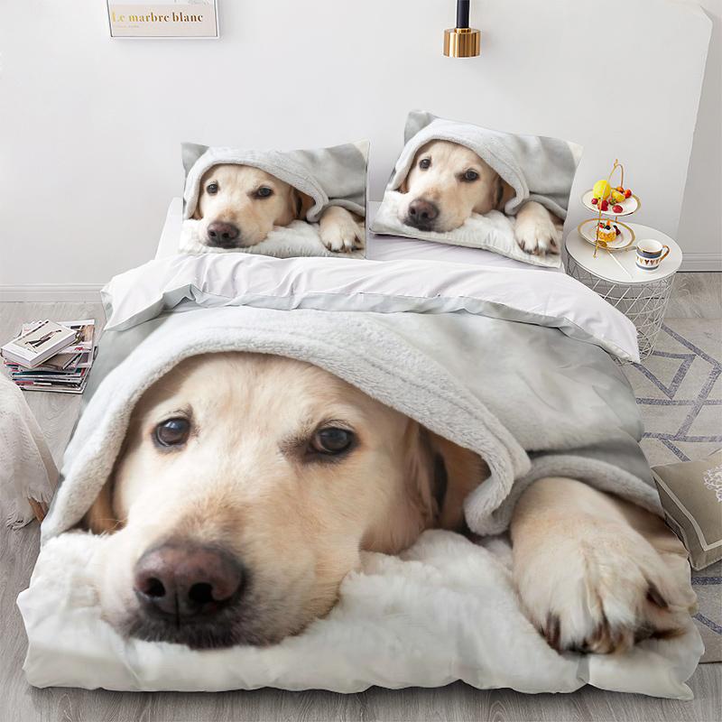 Комплект постельного белья с 3D узором для домашних животных, пододеяльник для собаки, 2/3, ткань из микрофибры, AU/EU/US/UK/DE, полный размер, мягкий быстросохнущий домашний костюм