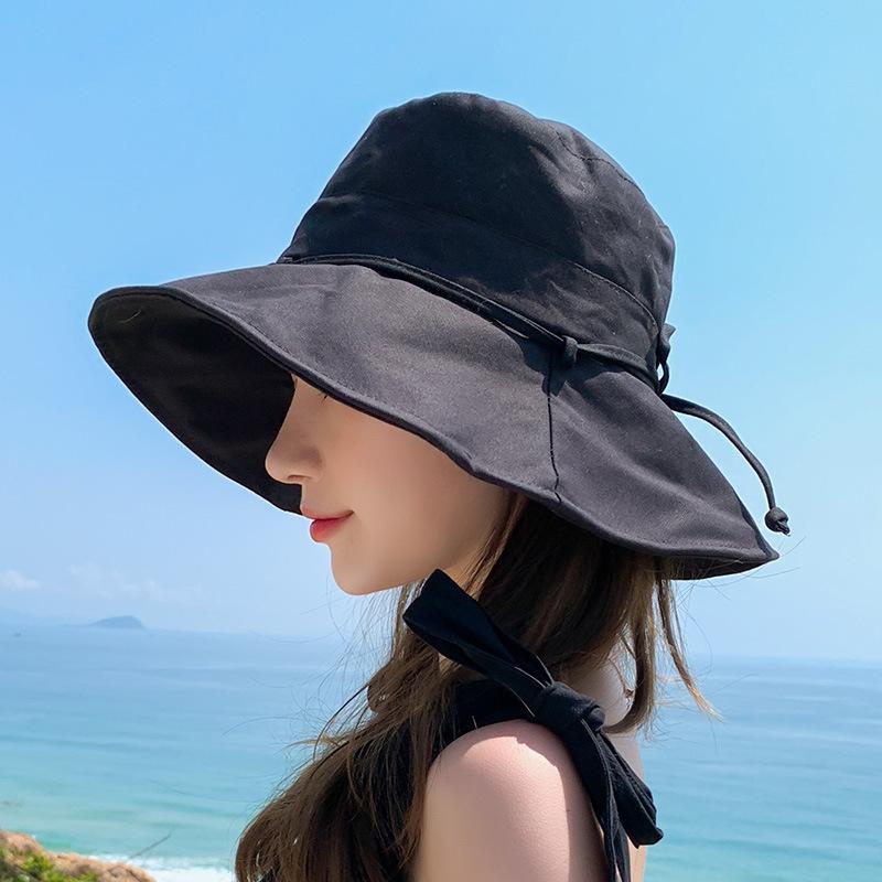 New Spring Summer Cotton Bucket Hat Women Girl Sweet Knotted Bows Wide Brim Sun Hats Outdoor Beach Tour Fishermen Caps
