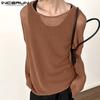Spring Men Long Sleeve Hollow Tops Casual See Through Knitted Pullovers