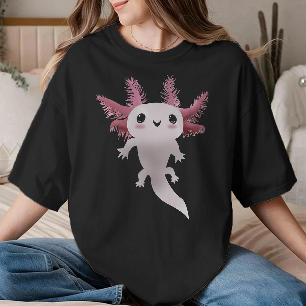 Unisex Unisex Just A Girl Who Loves Axolotls T Shirts Cotton Tops Funny Short Sleeve O Neck Tees Unique TShirts