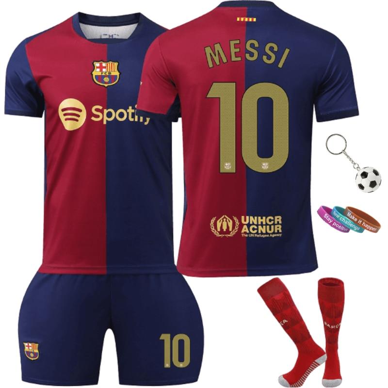 Kids Sports Gear Messi No.10 Football Jersey with 3 Bracelets, Keychain, Socks, Polyester, Blue MzcrJosv®