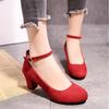 2025 Новые Женские Модные Туфли-Лодочки Милая Женщина Толстый Высокий Каблук Ремешок на Щиколотке Женская Платформа Женская Обувь