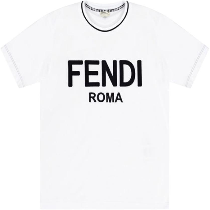 Fendi Футболки Женские Белые С Круглым Вырезом Умеренно Прямого Кроя FS7254AC6BF0ZNM
