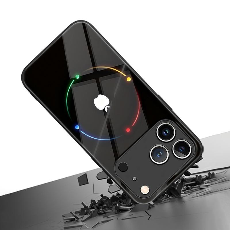 Цветная гало для узора яблока Закаленное стекло Чехол для телефона Для iPhone 17 16 15 14 13 12 11 Pro Max 17 Air 7 8 Plus XR XS X Чехол