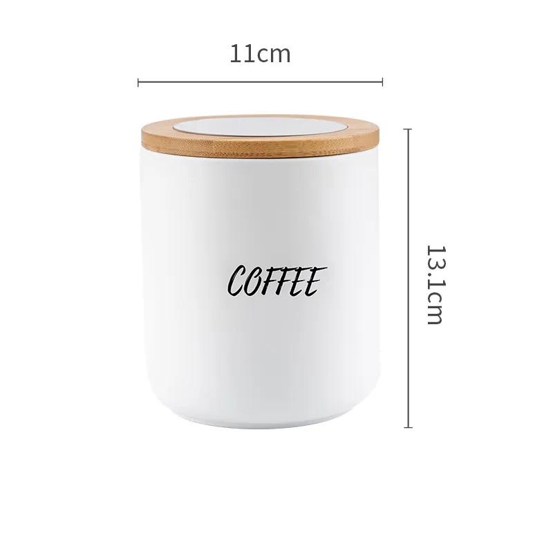 Nordic Home Kitchen Storage Can Simple Coffee Bean Storage Can Wholesale Ceramic Herb Can With Wooden Cover Avoid Light And Vlag Tea Can YLE587