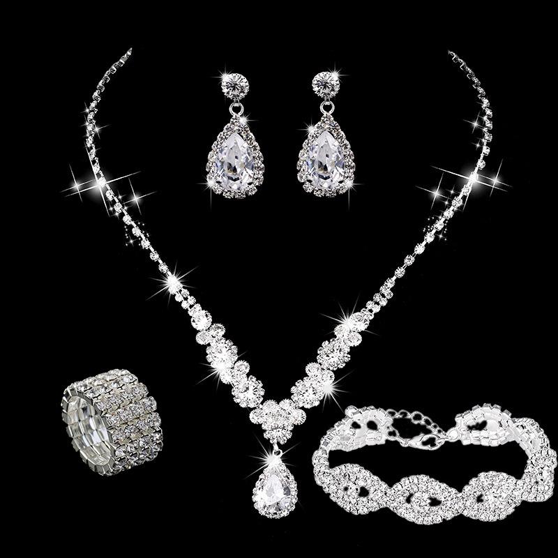 Элегантный европейский и американский набор колье и серег с цирконами для свадеб и вечерних платьев