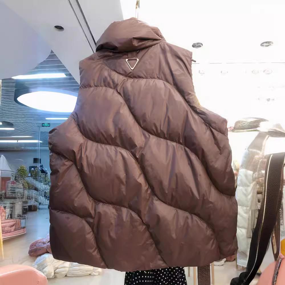 Осенне-зимний европейский пуховый жилет, женская мода, корейская версия, большой размер, свободный повседневный белый утиный пух, легкий стоячий воротник-стойка