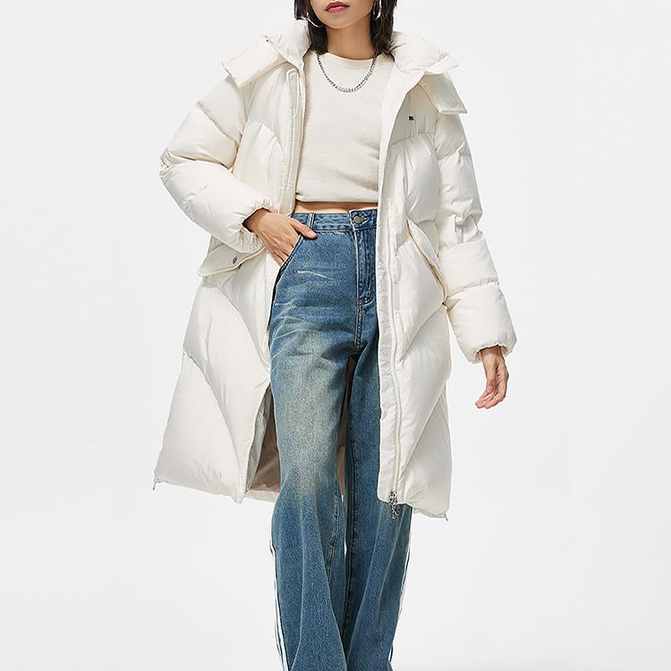 Li Ning Sports Lifestyle Series межсезонье в наличии однотонный теплый длинный пуховик с капюшоном женская верхняя одежда AYMT116-1