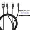 KEYSION 3 In 1 USB Cable for Mobile Phone Micro USB Type C Charger Cable for iPhone Fast Charging