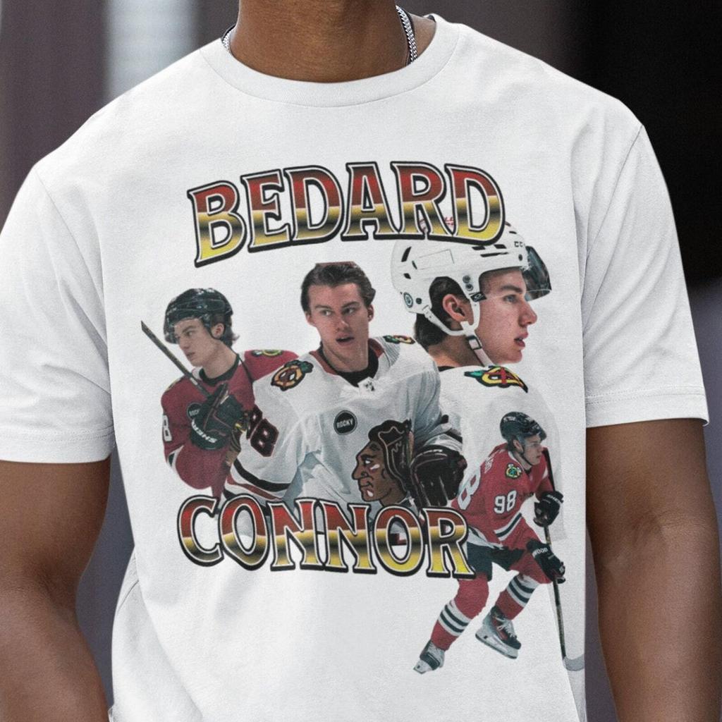 Футболка Connor Bedard NHL, Футболка Blackhawks, Футболка Chicago Hockey, Рождественский подарок